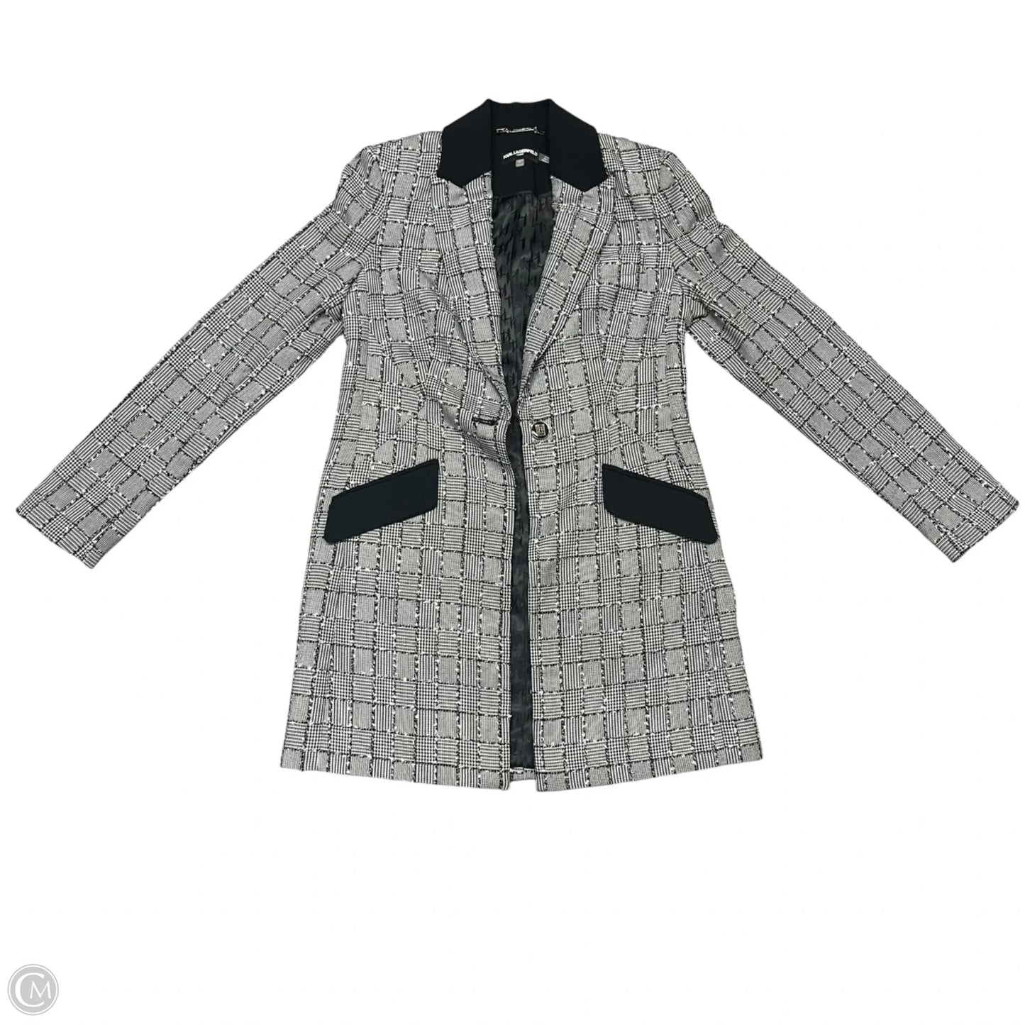 Blazer Designer By Karl Lagerfeld In Black & White, Size: Xs