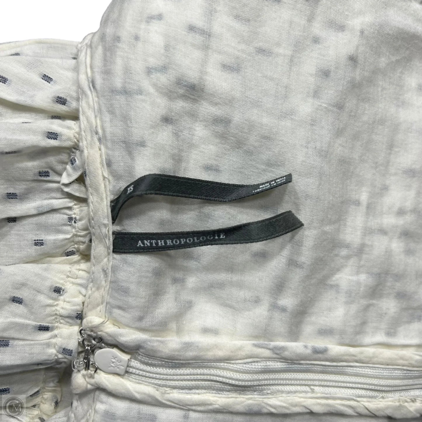 Top Short Sleeve By Anthropologie In Blue & Cream, Size: Xs