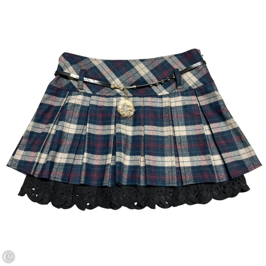 Skirt Mini & Short In Plaid Pattern, Size: M