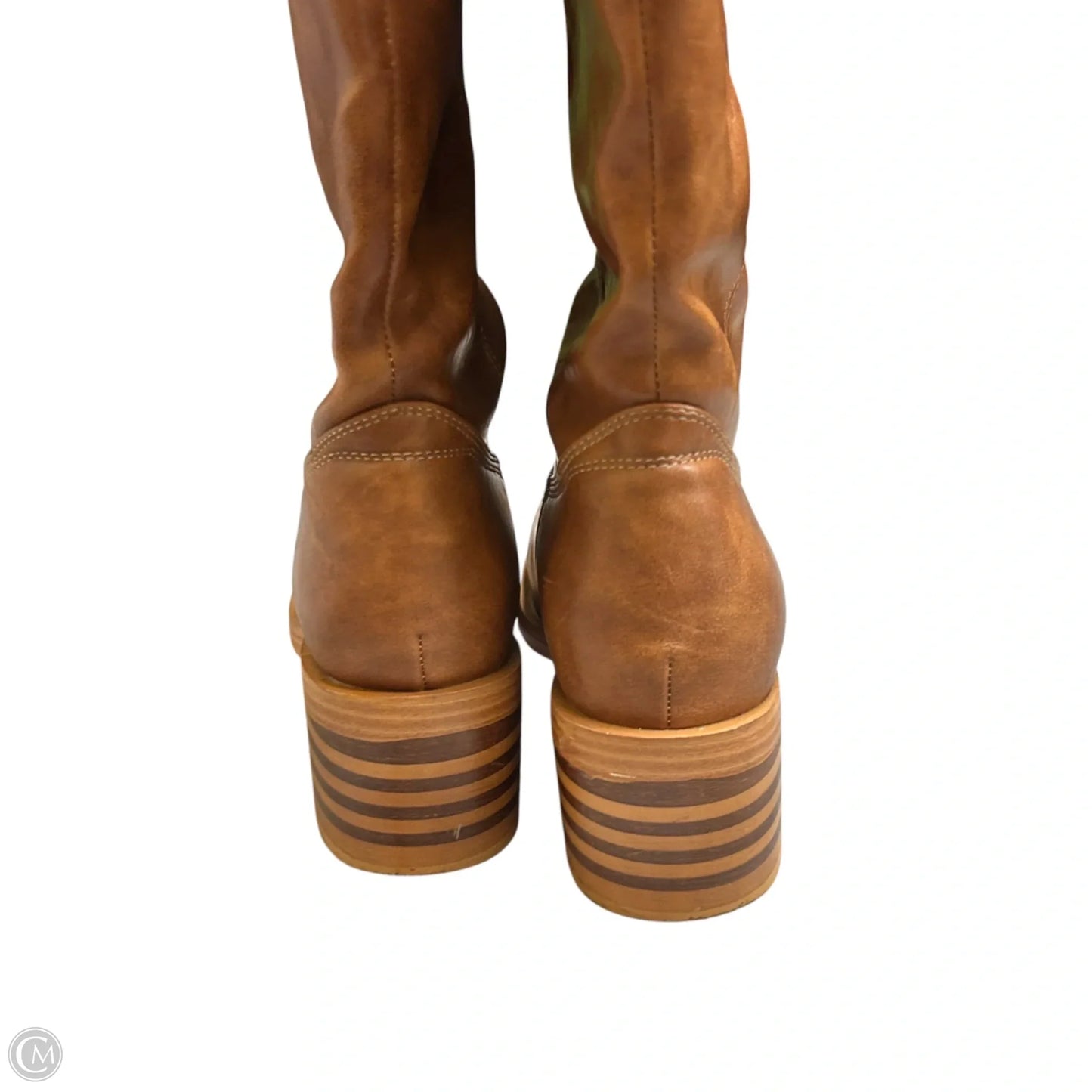 Boots Knee Heels In Brown, Size: 8