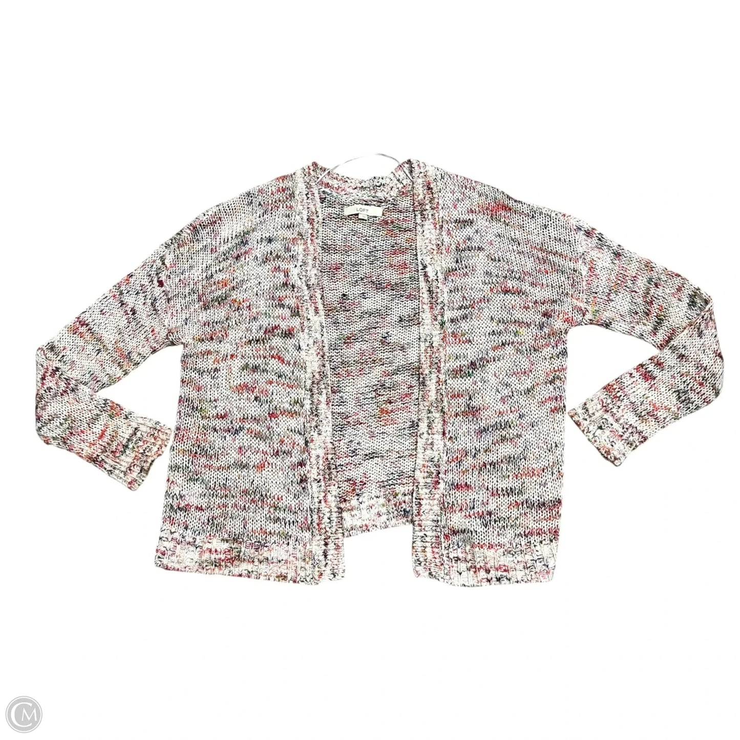 Sweater Cardigan By Loft In Rainbow Print, Size: L