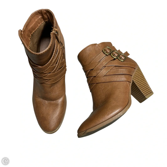 Boots Ankle Heels By Forever In Brown, Size: 8