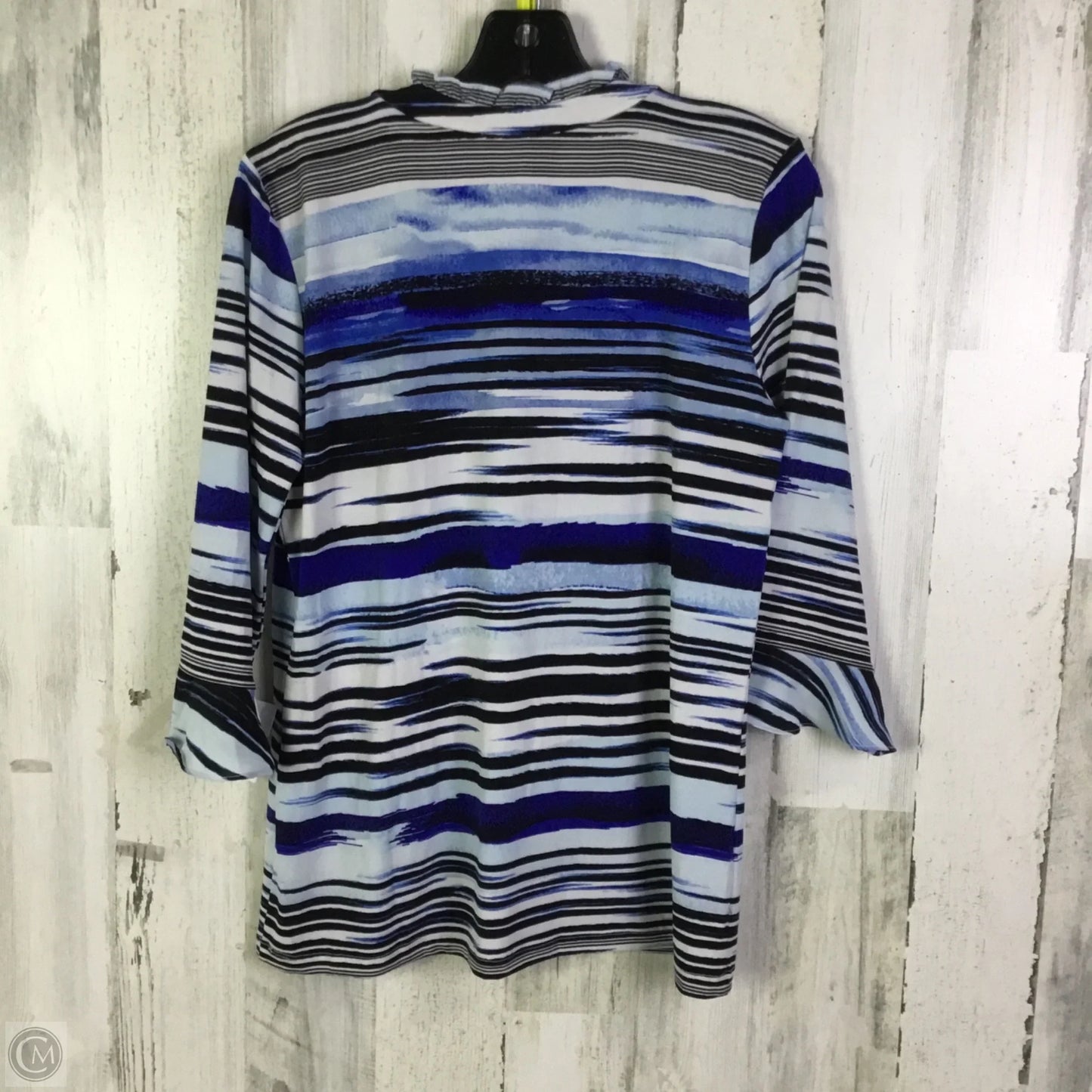 Blouse Designer By Karl Lagerfeld In Black & Blue, Size: S