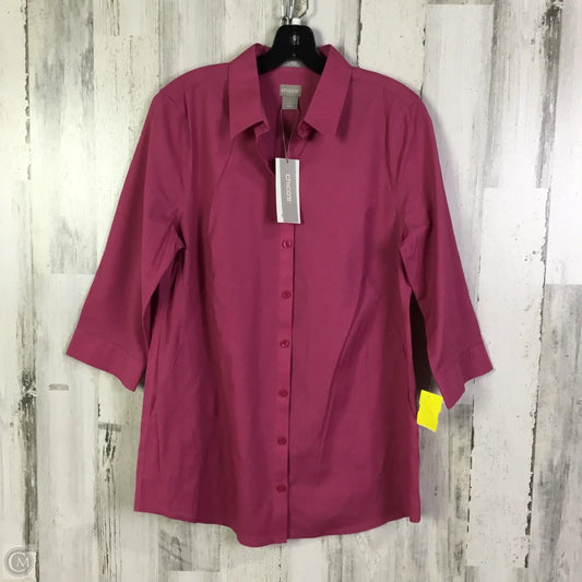 Blouse 3/4 Sleeve By Chicos In Pink, Size: M