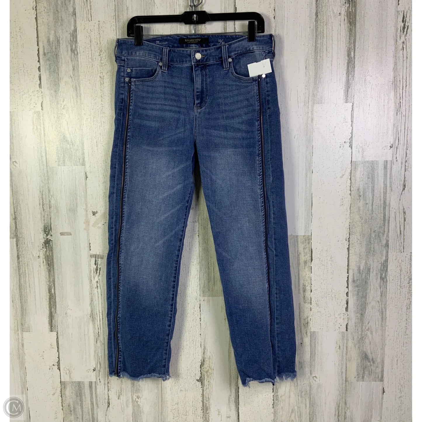 Jeans Cropped By Liverpool In Blue Denim, Size: 10