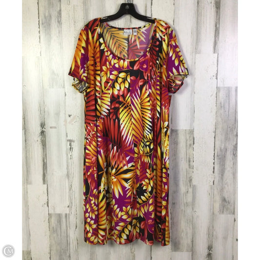 Dress Casual Short By Kim Rogers In Red & Yellow, Size: 2x