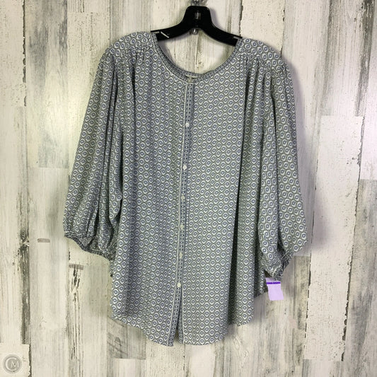 Blouse Short Sleeve By Max Studio In Blue & Cream, Size: 3x