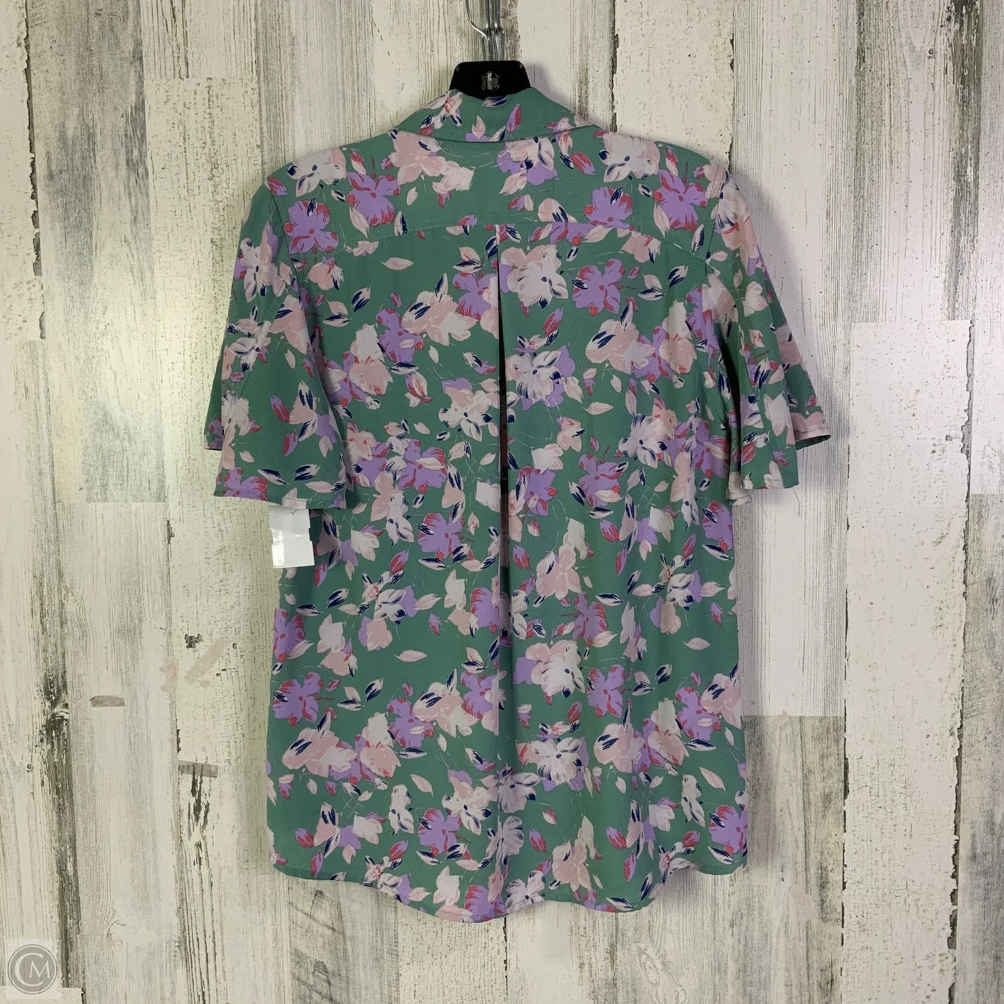 Blouse Short Sleeve By Zac And Rachel In Green & Pink, Size: M