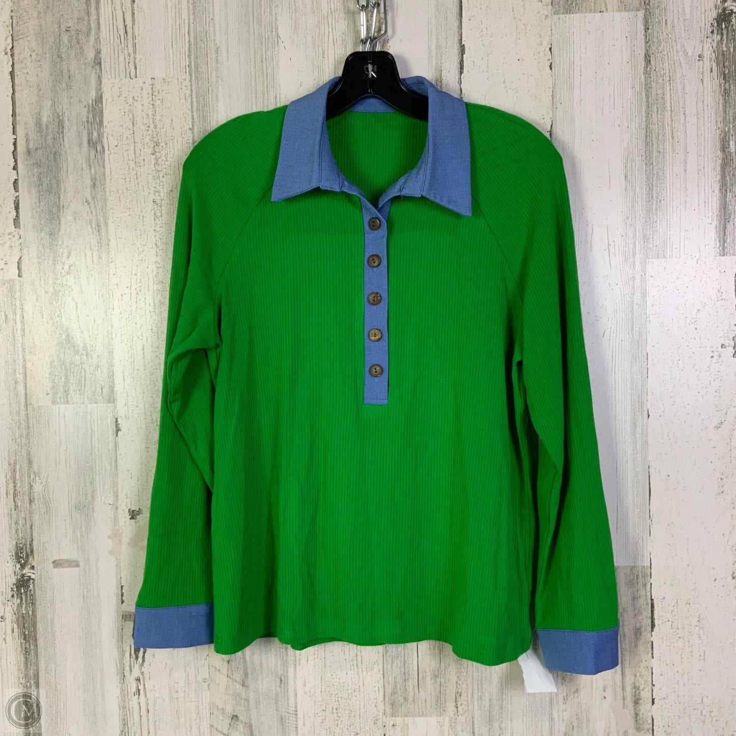 Top Long Sleeve By Cmf In Blue & Green, Size: S