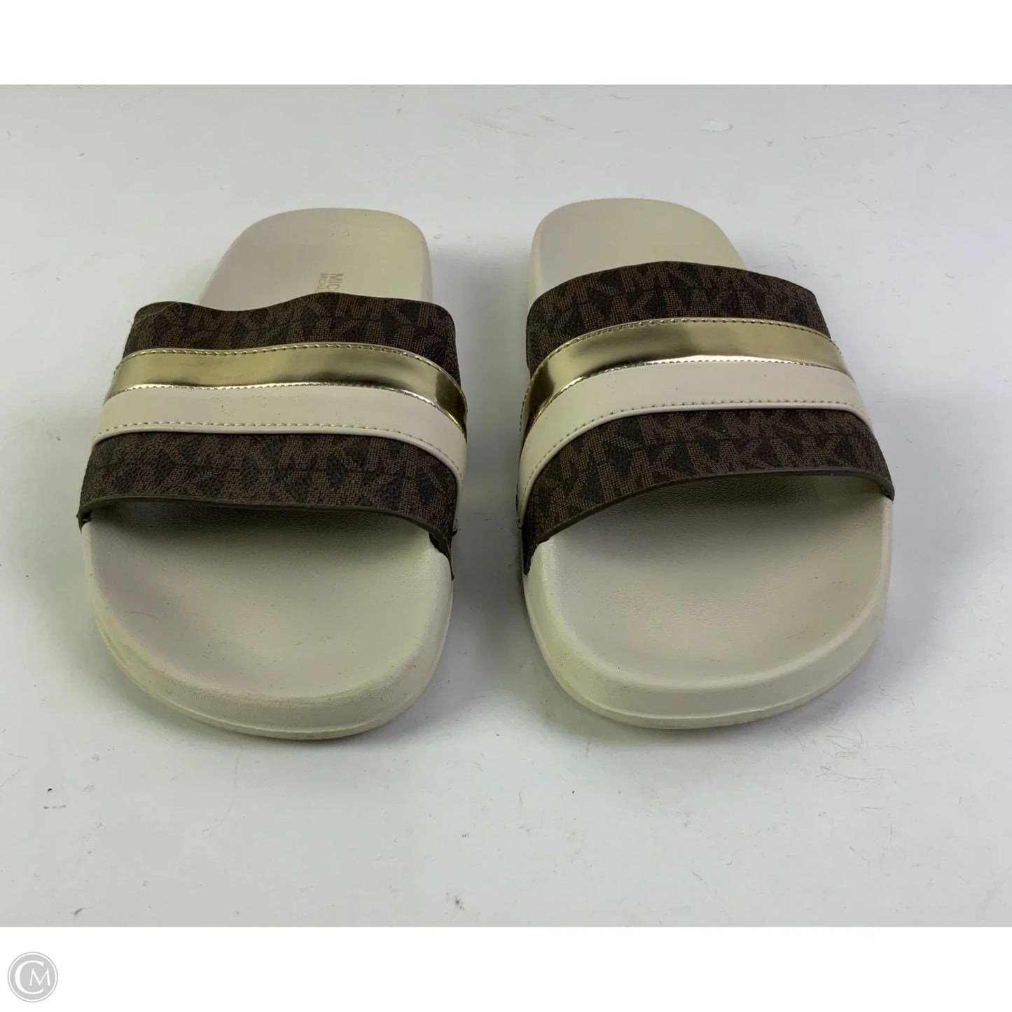 Sandals Flats By Michael By Michael Kors In Brown & Cream, Size: 8