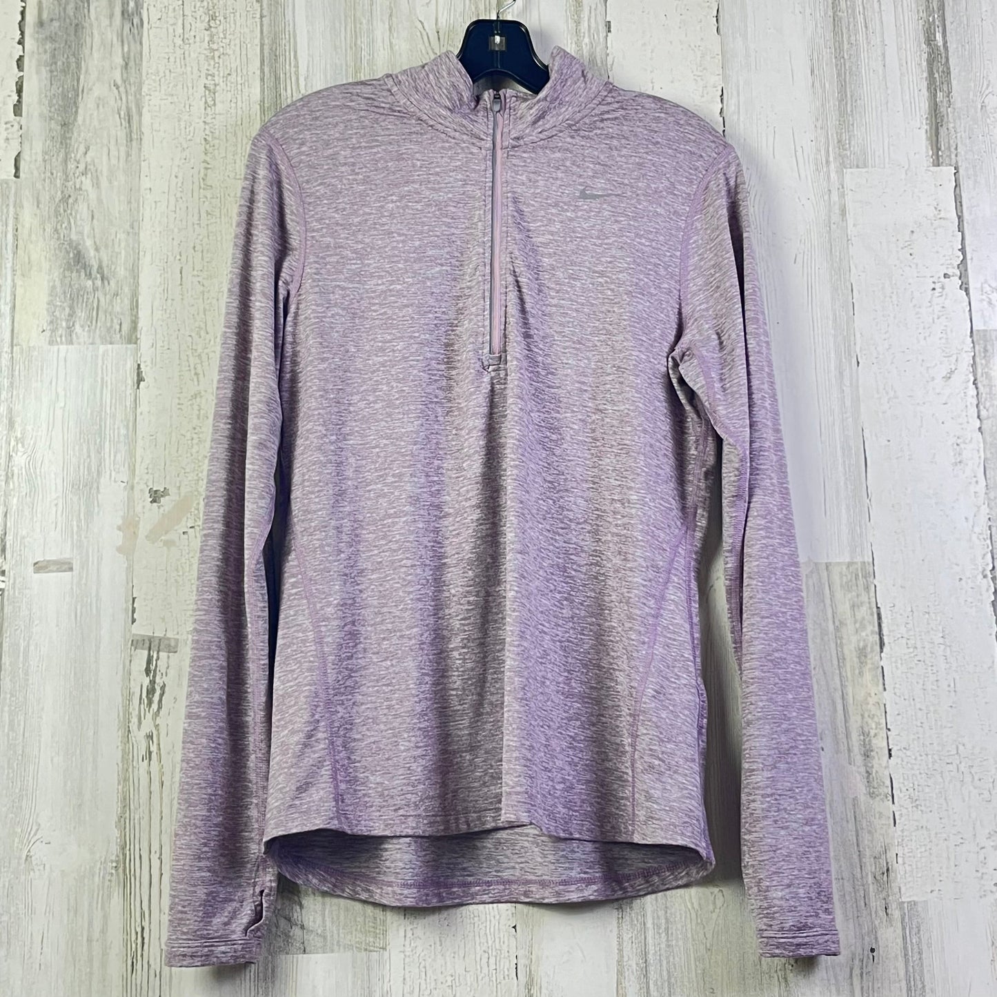 Athletic Top Long Sleeve Collar By Nike Apparel In Purple, Size: M