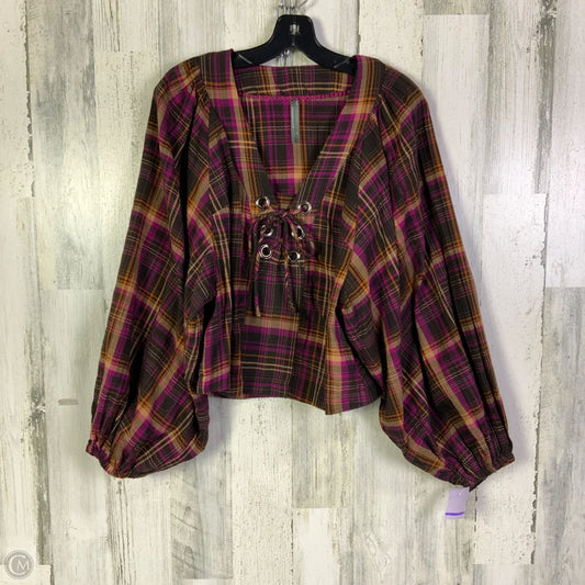 Top Long Sleeve By Anthropologie In Brown, Size: S