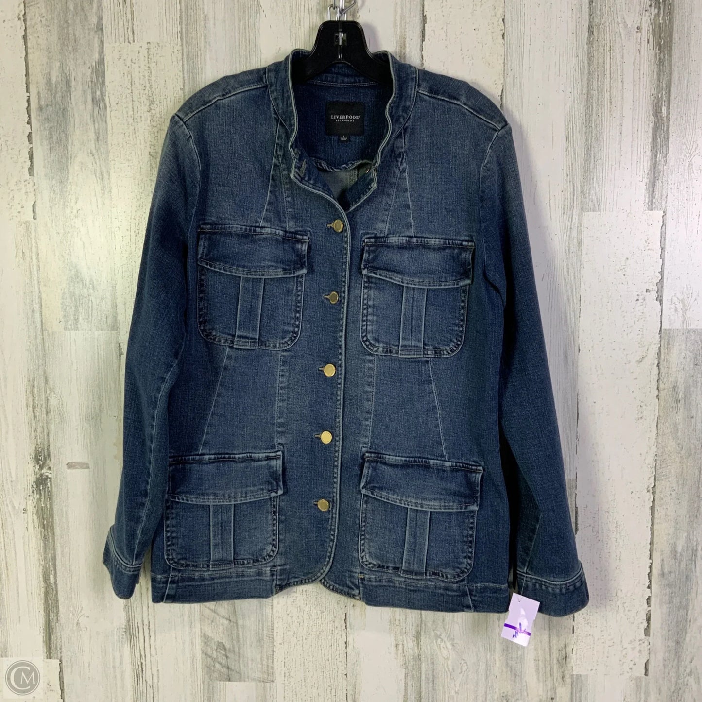 Jacket Denim By Liverpool In Blue Denim, Size: L