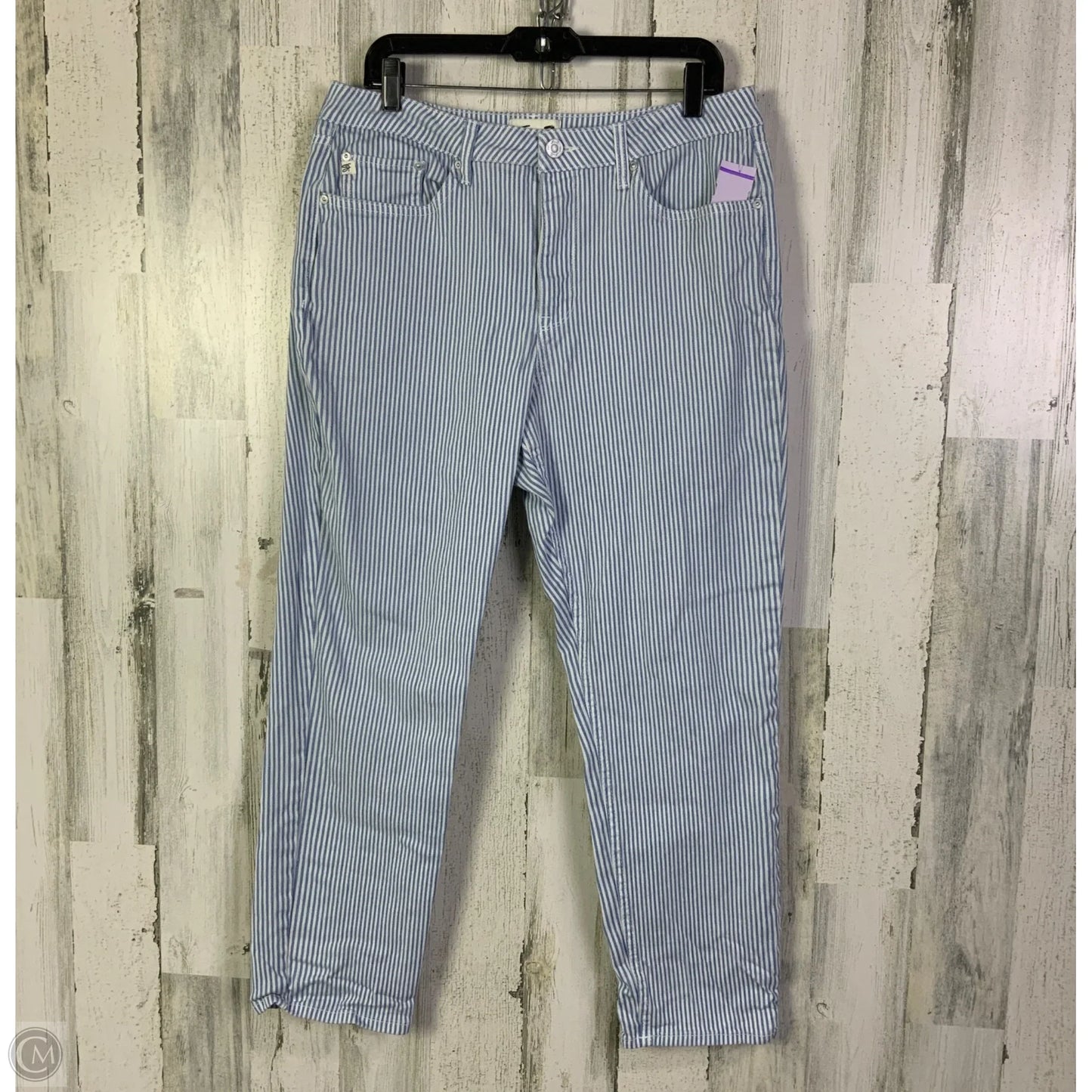 Pants Cropped By Seven 7 In Blue & White, Size: 12
