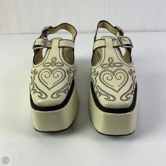 Shoes Heels Platform By Farm Rio In Cream & Black, Size: 8
