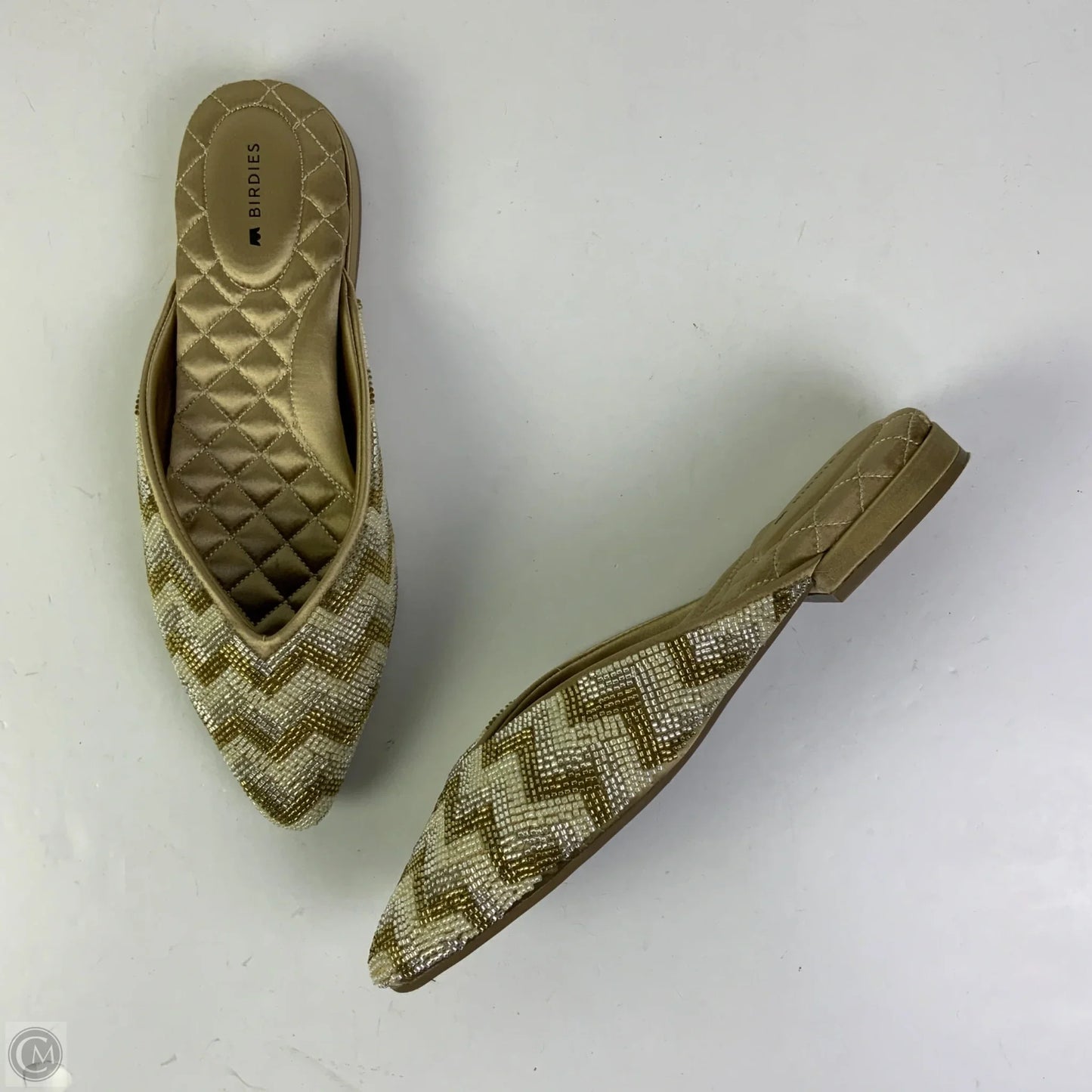 Shoes Flats By Birdies In Gold, Size: 8