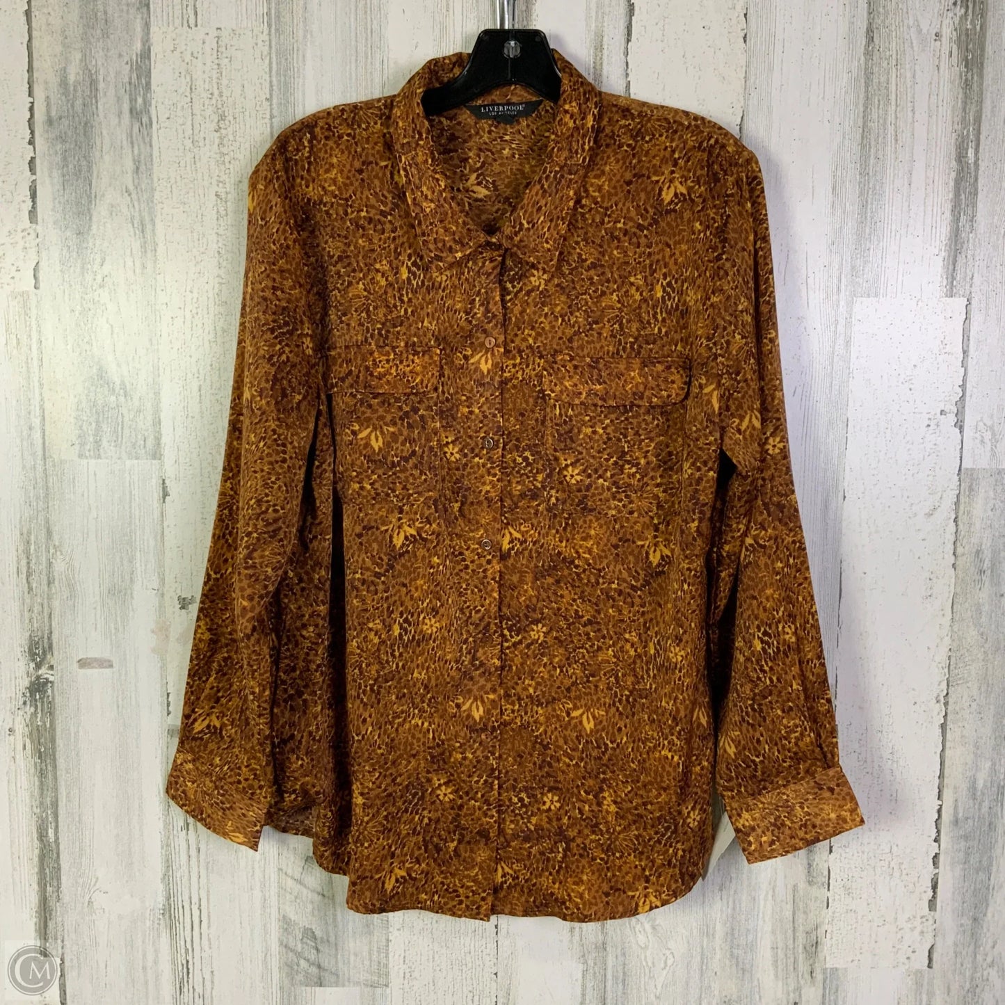 Top Long Sleeve By Liverpool In Orange, Size: L