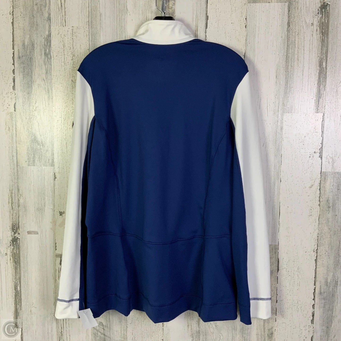 Athletic Top Long Sleeve Collar By Spyder In Blue & White, Size: Xl