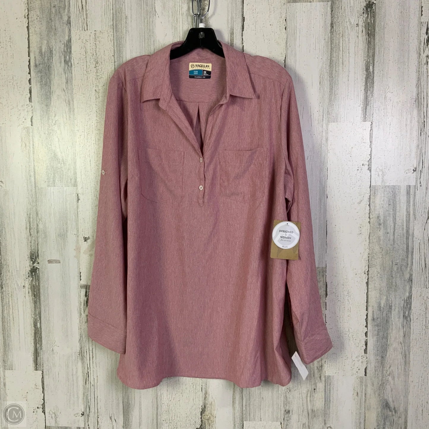 Top Long Sleeve By Magellan In Red, Size: 2x