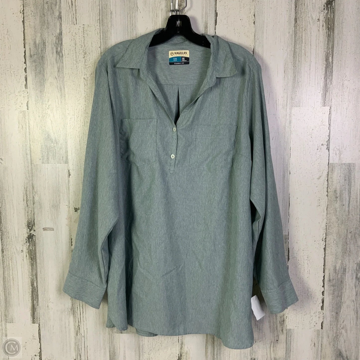 Top Long Sleeve By Magellan In Blue, Size: 2x