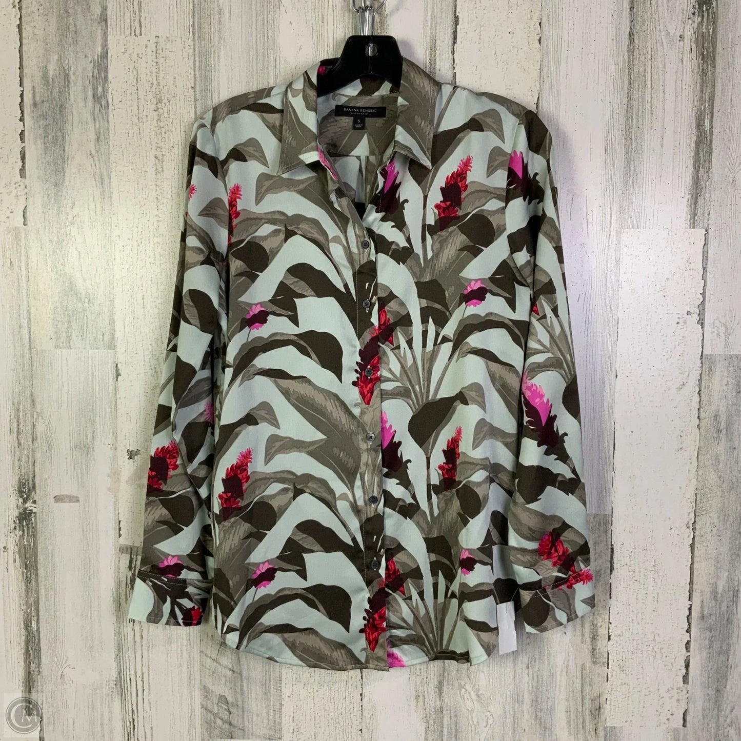 Blouse Long Sleeve By Banana Republic In Teal, Size: S