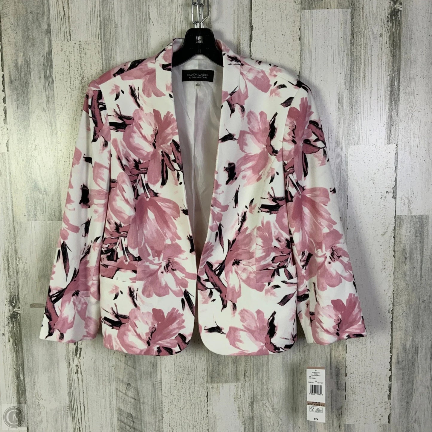 Blazer By Black Label In White/Pink, Size: L