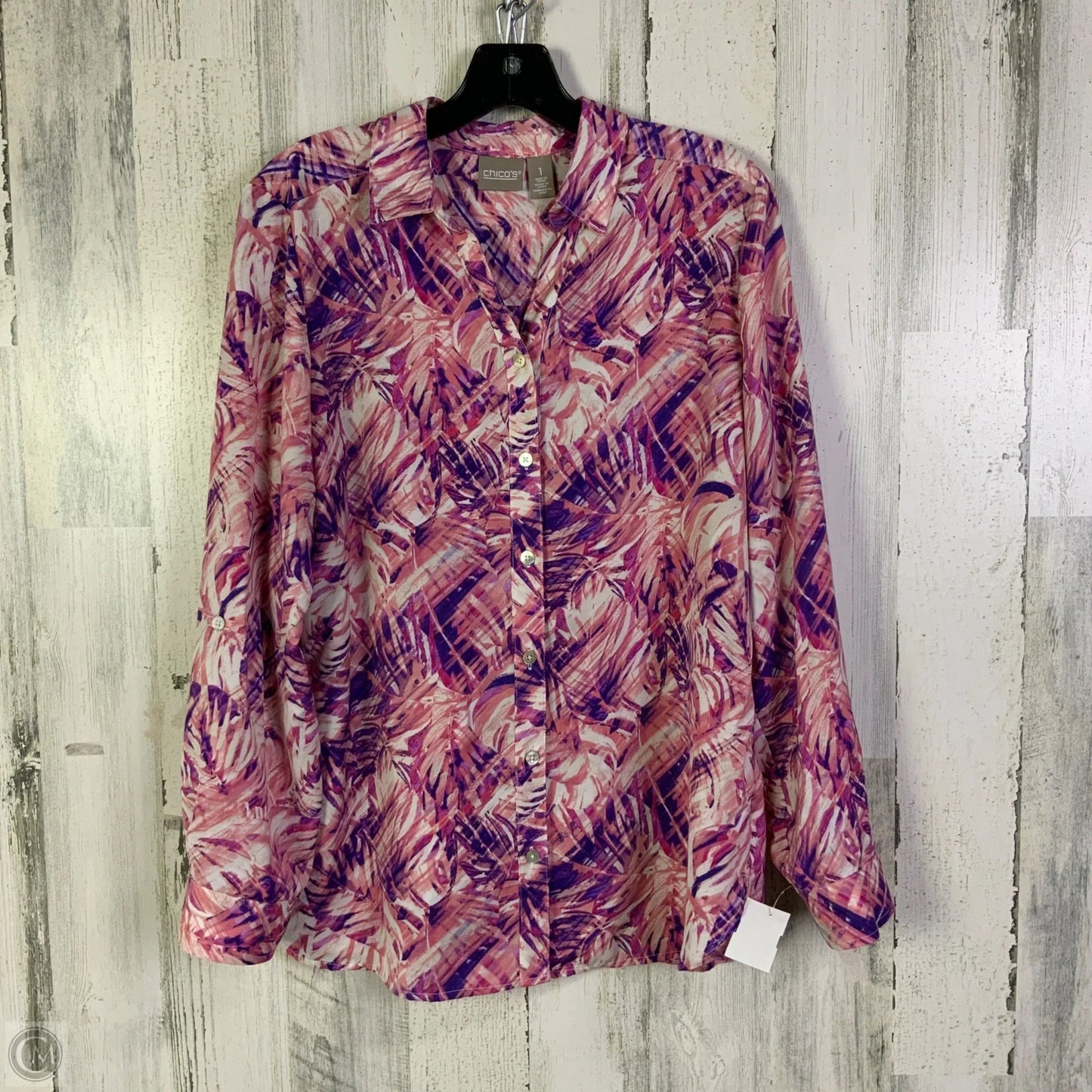 Top Long Sleeve By Chicos In Pink, Size: M