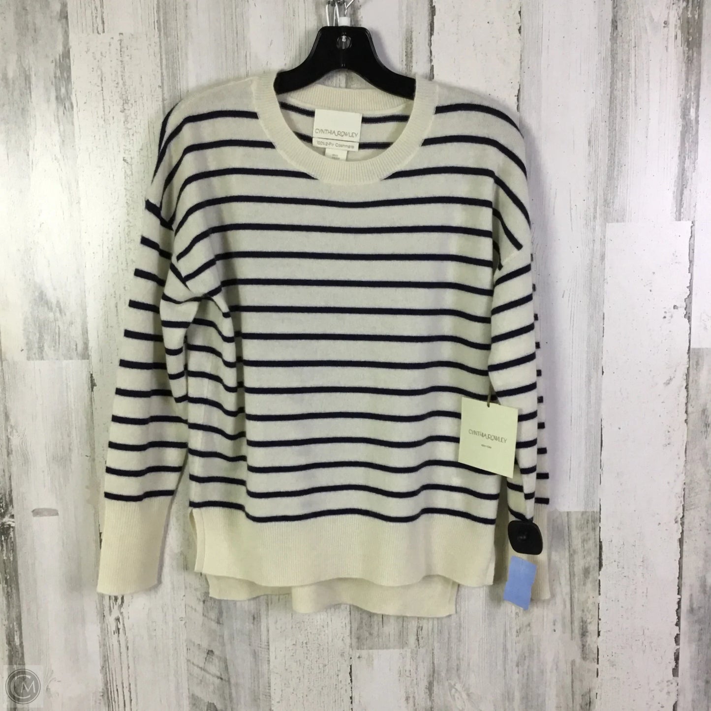 Sweater Cashmere By Cynthia Rowley In Blue & Cream, Size: S