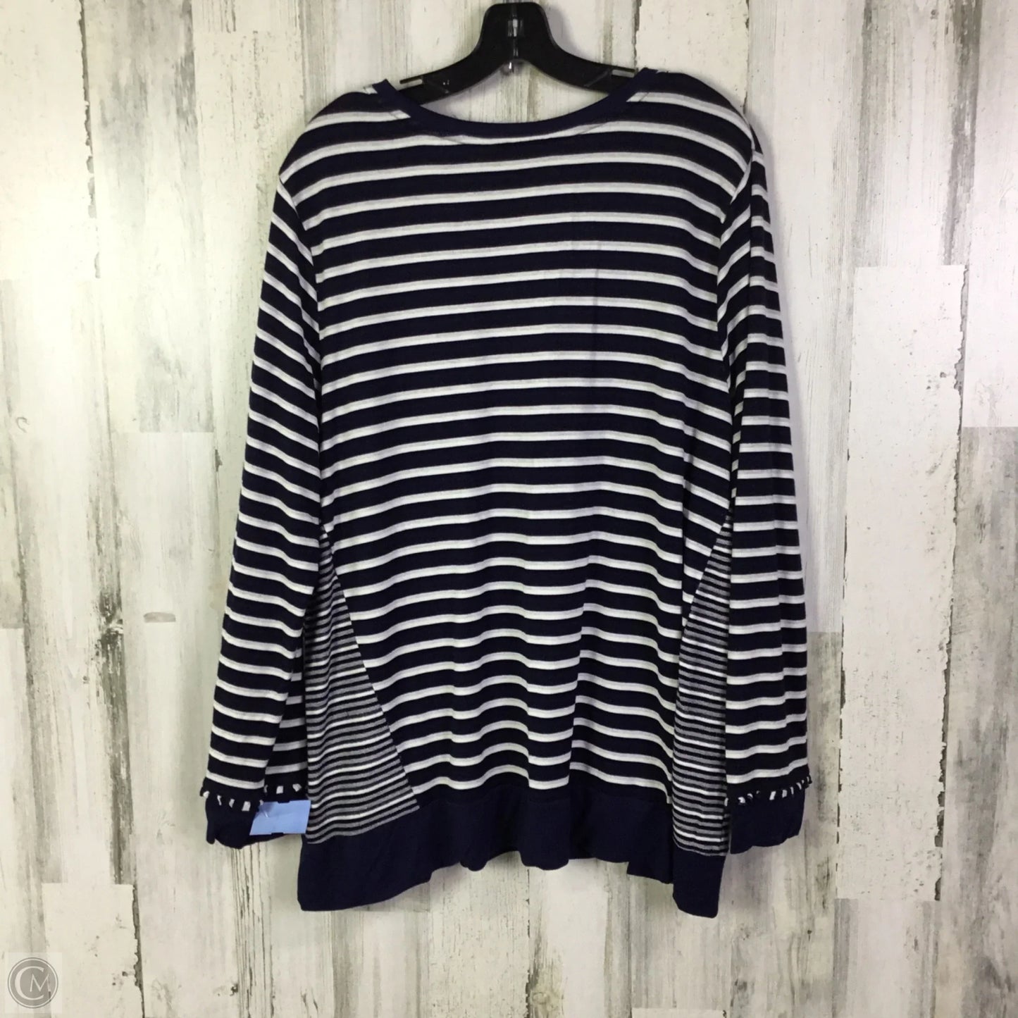 Top Long Sleeve By Erin London In Blue & White, Size: Xxl