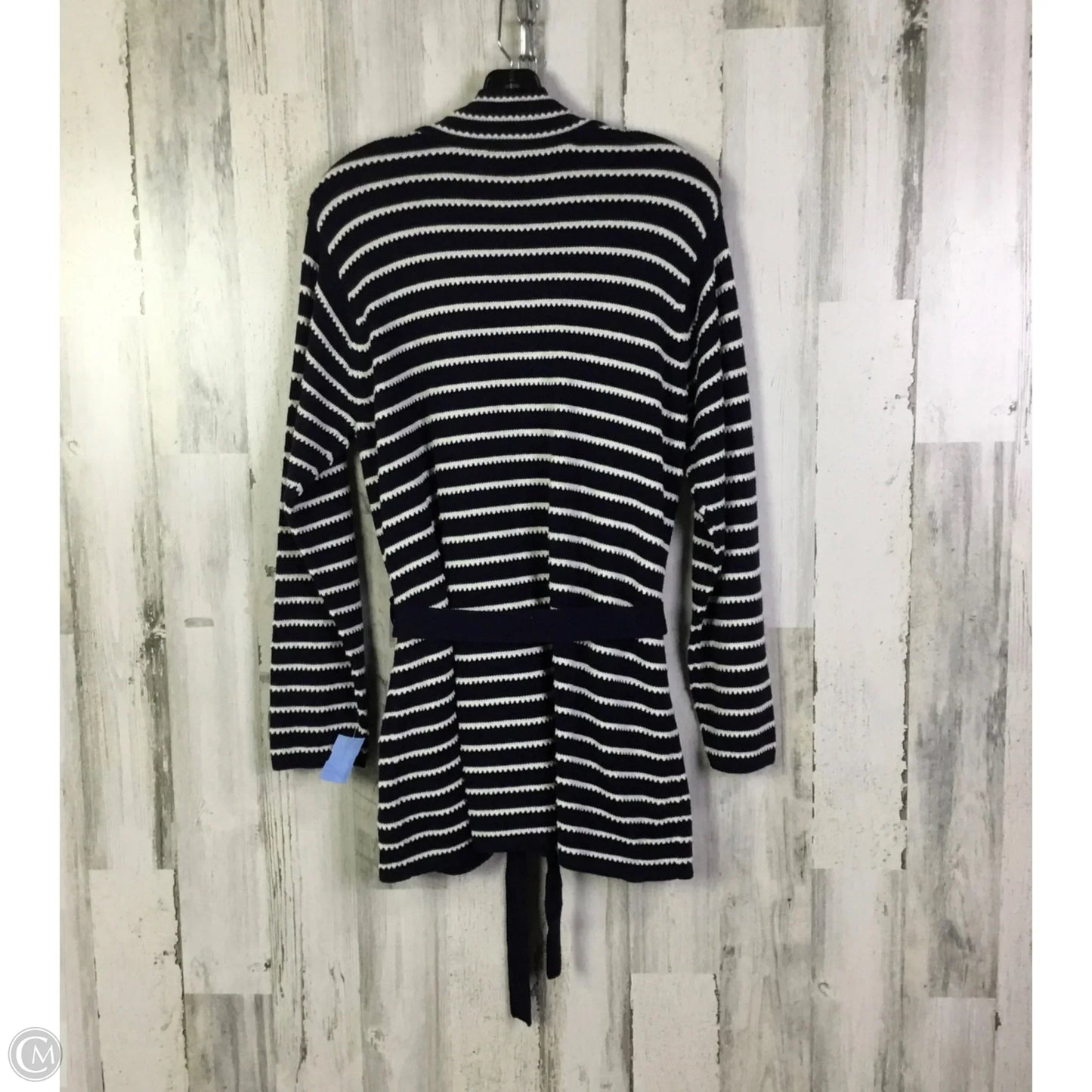 Sweater Cardigan By Talbots In Blue & White, Size: 1x