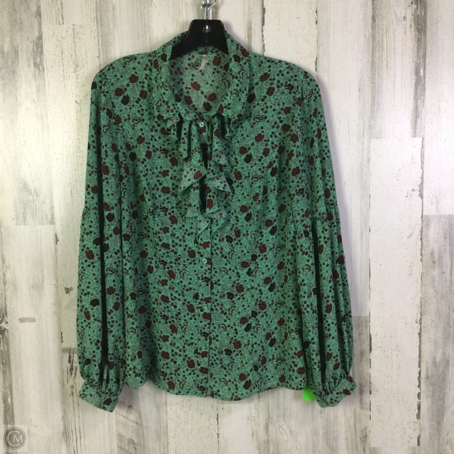 Blouse Long Sleeve By Free People In Green & Red, Size: M