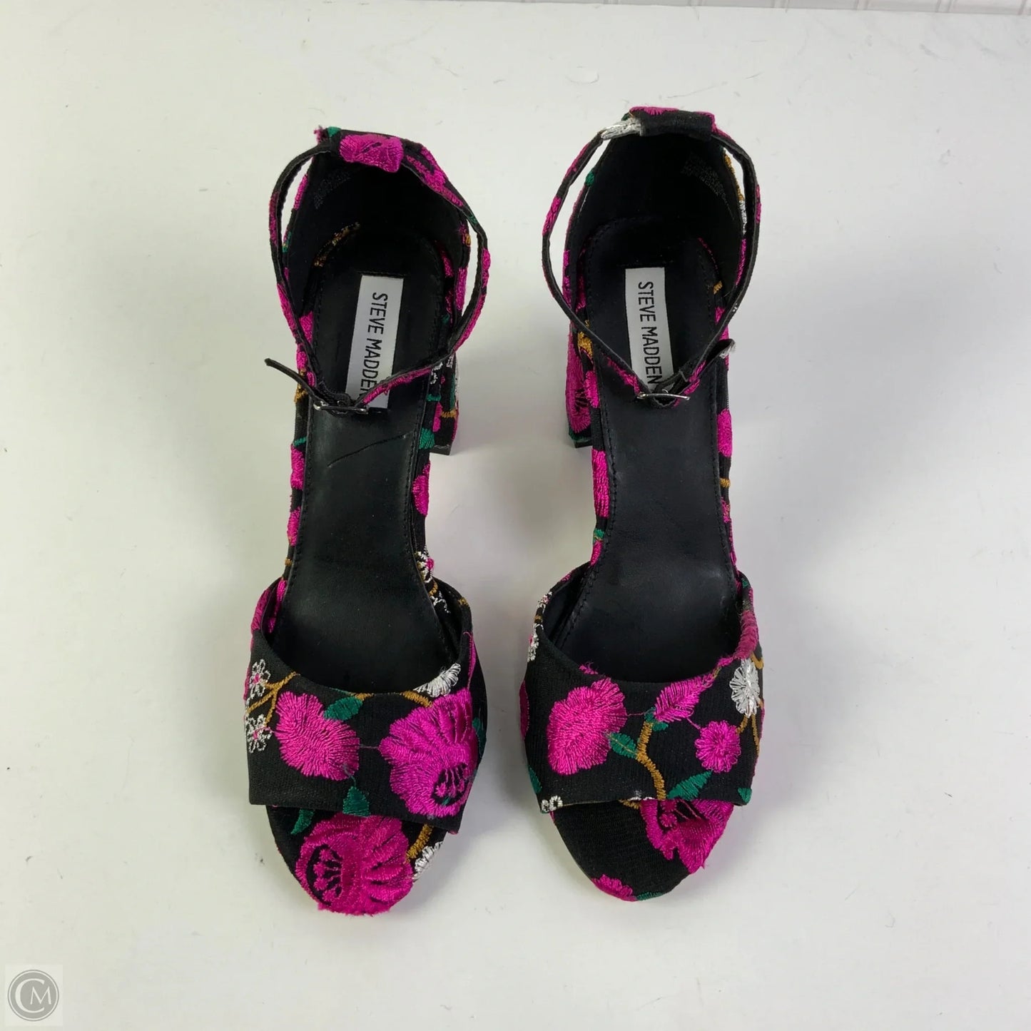 Sandals Heels Block By Steve Madden In Black & Pink, Size: 9.5