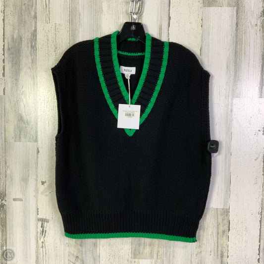 Vest Sweater By Pistola In Black & Green, Size: M