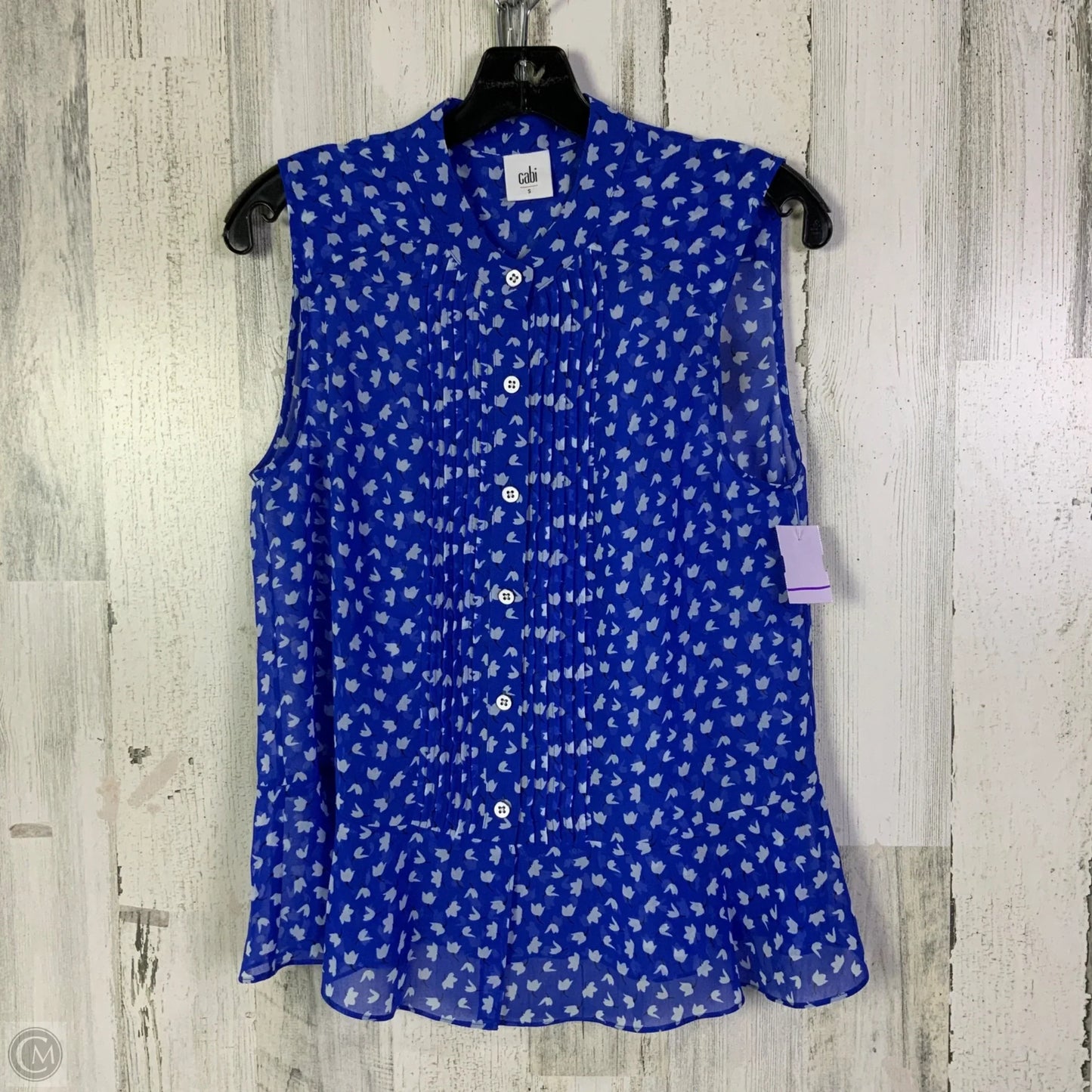 Blouse Sleeveless By Cabi In Blue & White, Size: S