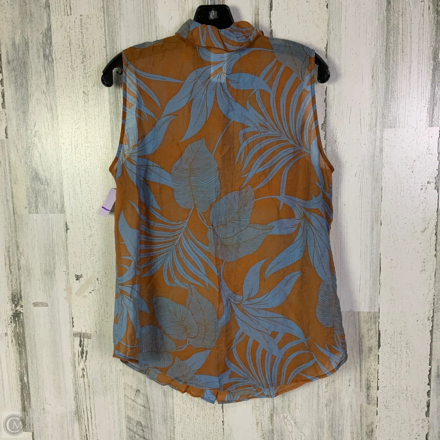 Blouse Sleeveless By Cabi In Blue & Orange, Size: M