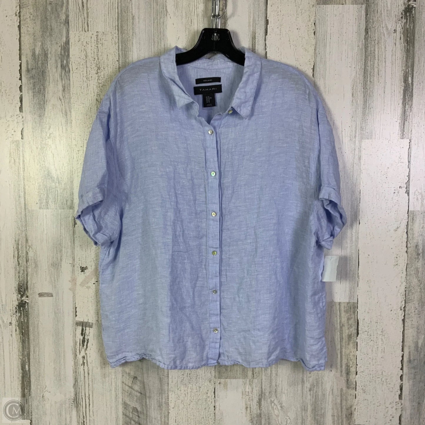 Top Short Sleeve By Tahari In Blue, Size: Xl