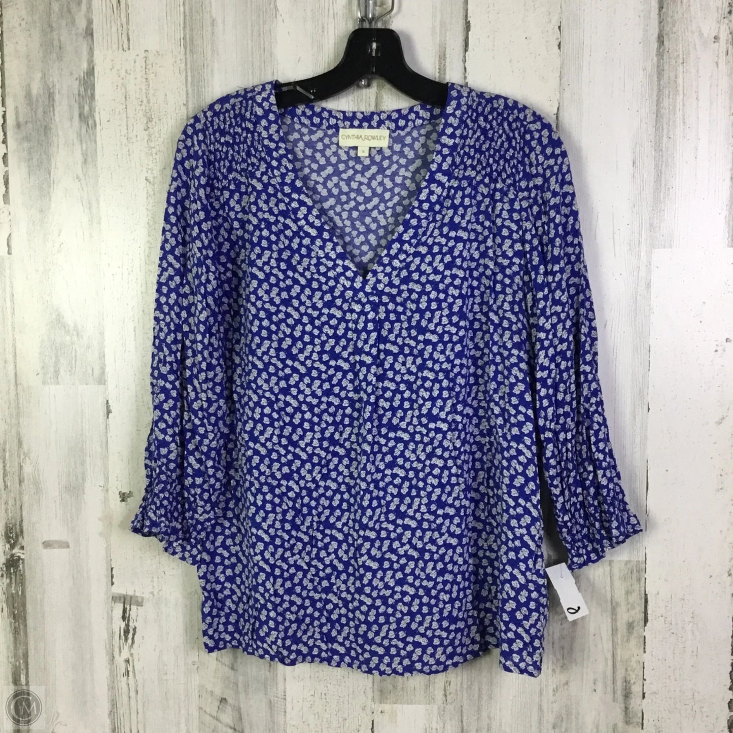 Top 3/4 Sleeve By Cynthia Rowley In Blue & White, Size: S