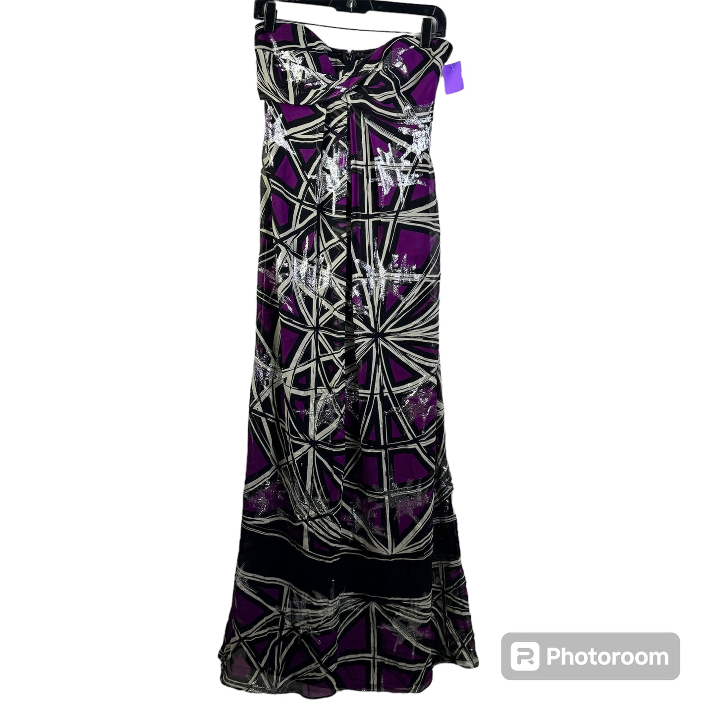 Purple & Silver Dress Party Long Nicole Miller, Size S