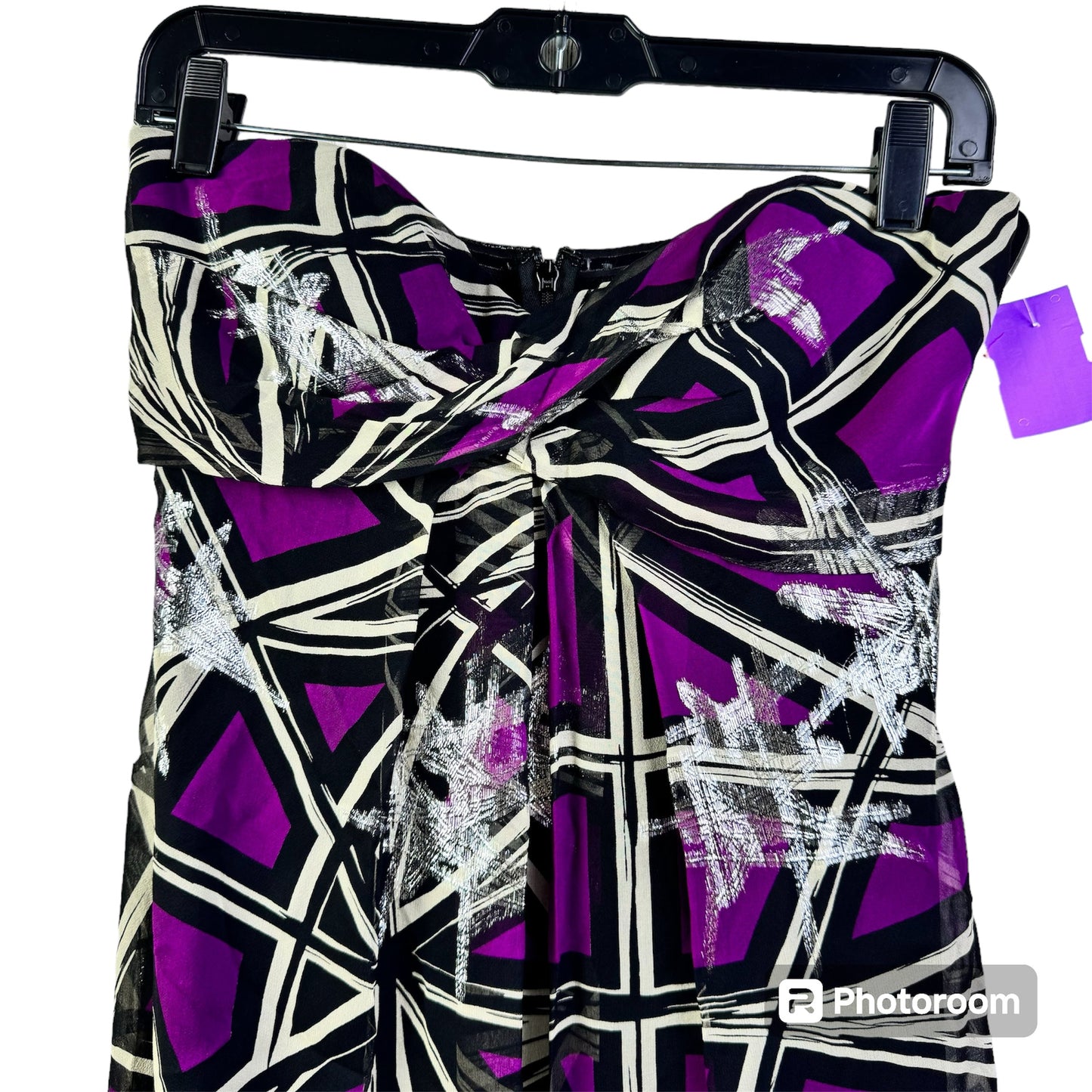 Purple & Silver Dress Party Long Nicole Miller, Size S