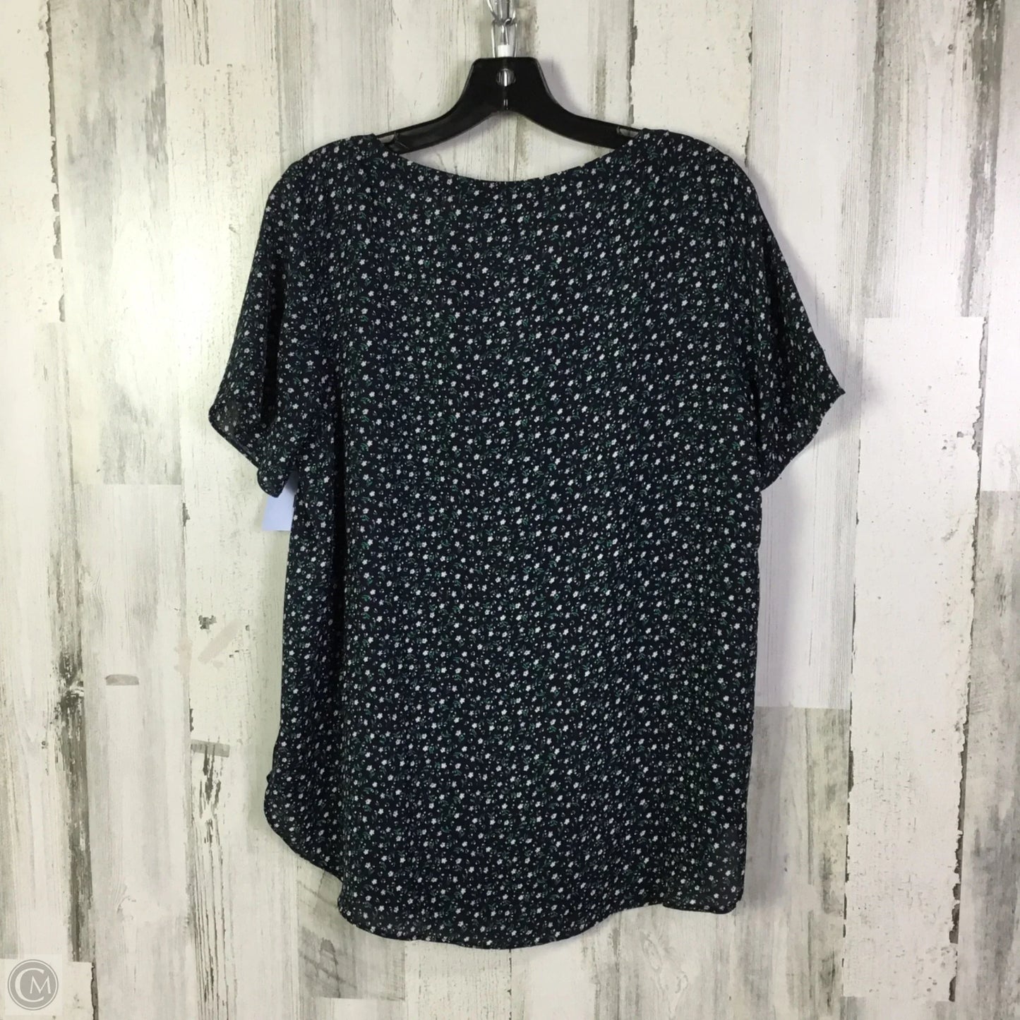Blouse Short Sleeve By Banana Republic In Navy, Size: M