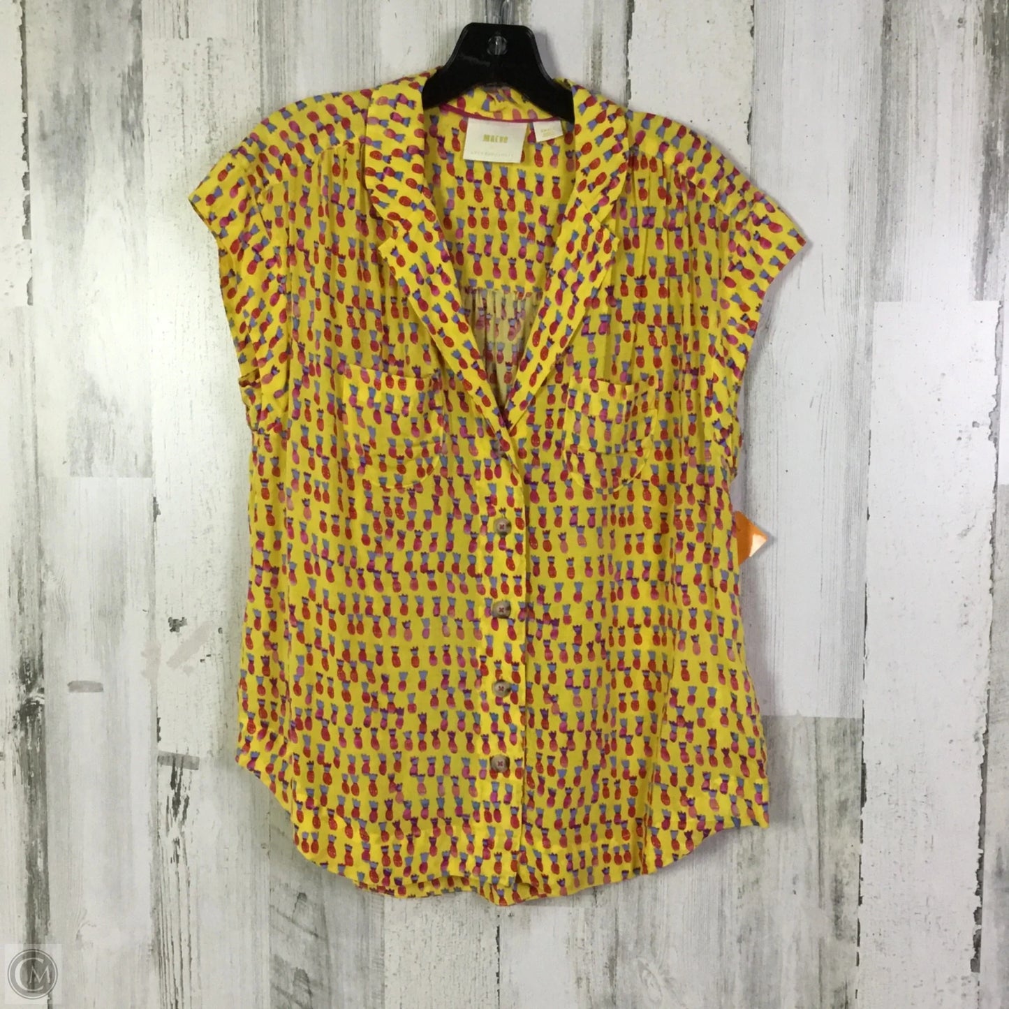 Top Short Sleeve By Maeve In Yellow, Size: S