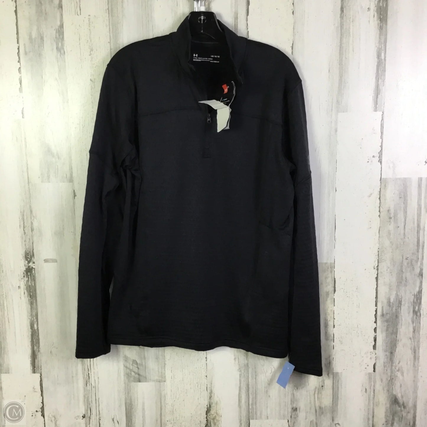 Athletic Top Long Sleeve Collar By Under Armour In Black, Size: L