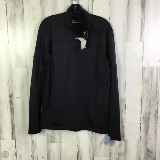 Athletic Top Long Sleeve Collar By Under Armour In Black, Size: L