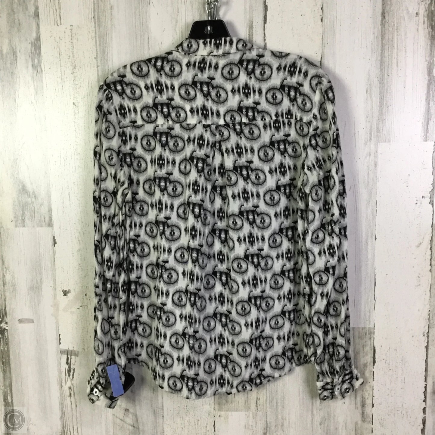 Blouse Long Sleeve By Maeve In Black & White, Size: S