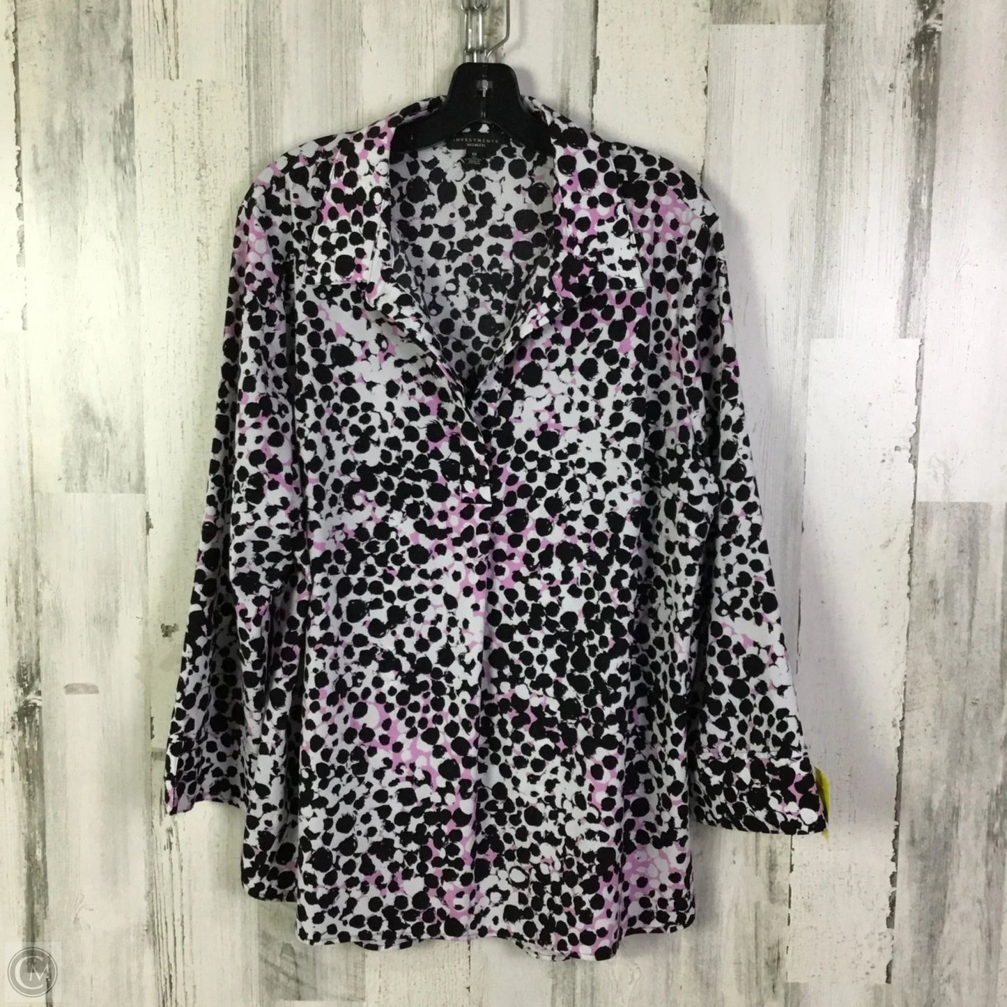 Top Long Sleeve By Investments In Pink, Size: 1x