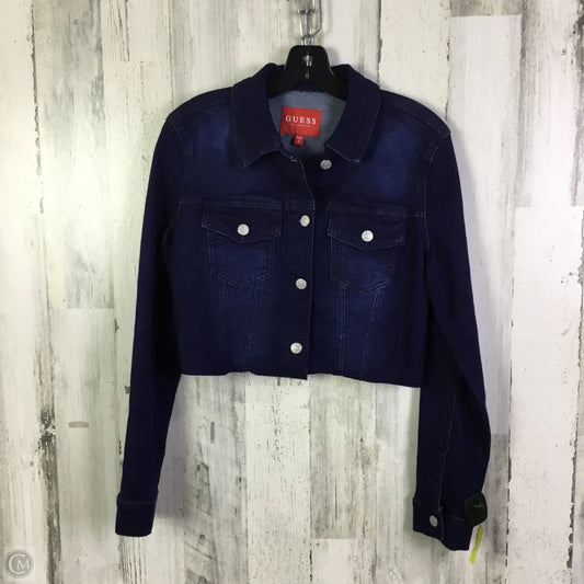 Jacket Denim By Guess In Blue Denim, Size: S