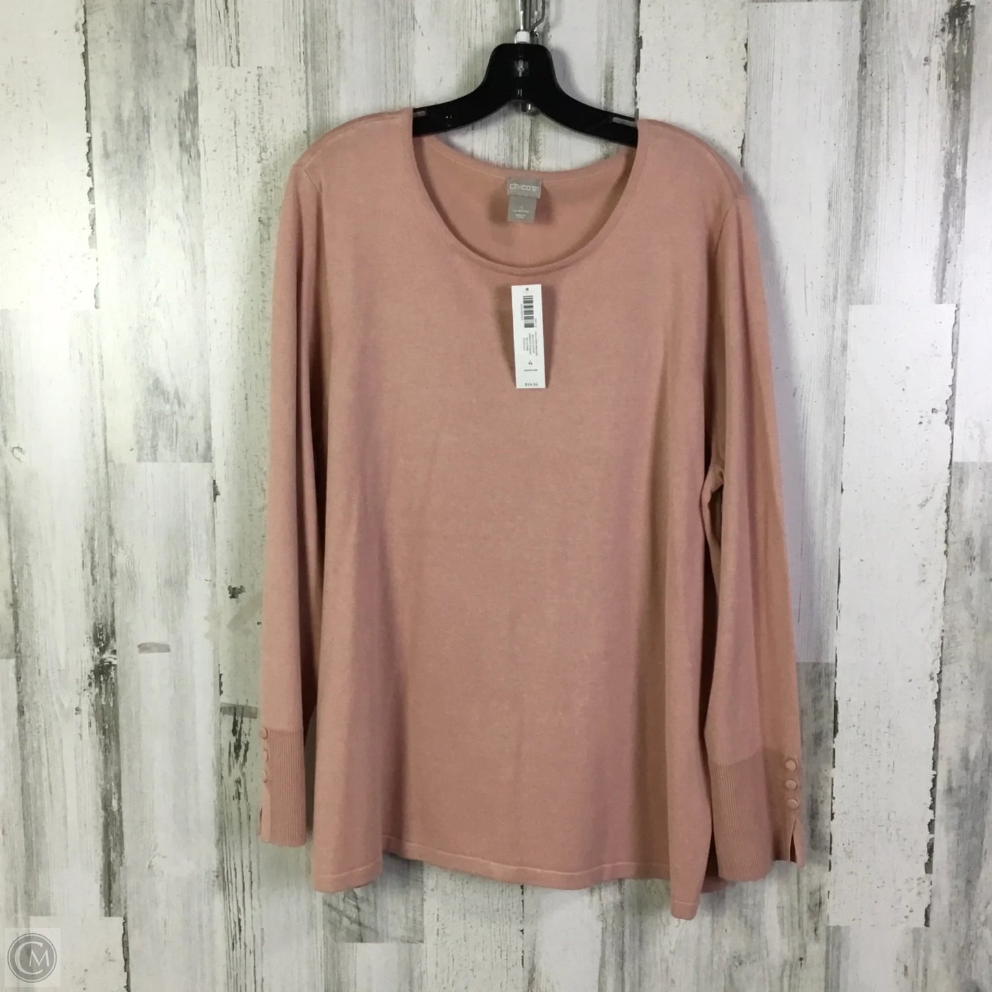 Top Long Sleeve By Chicos In Pink, Size: Xxl