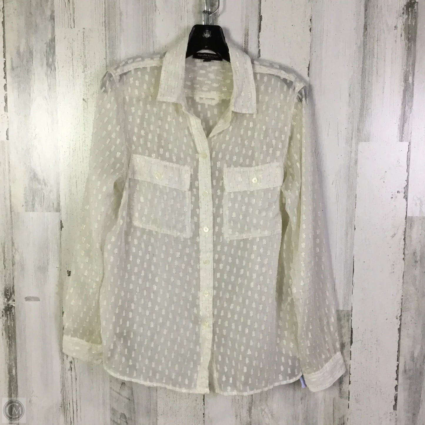 Top Long Sleeve By Banana Republic In Cream, Size: S