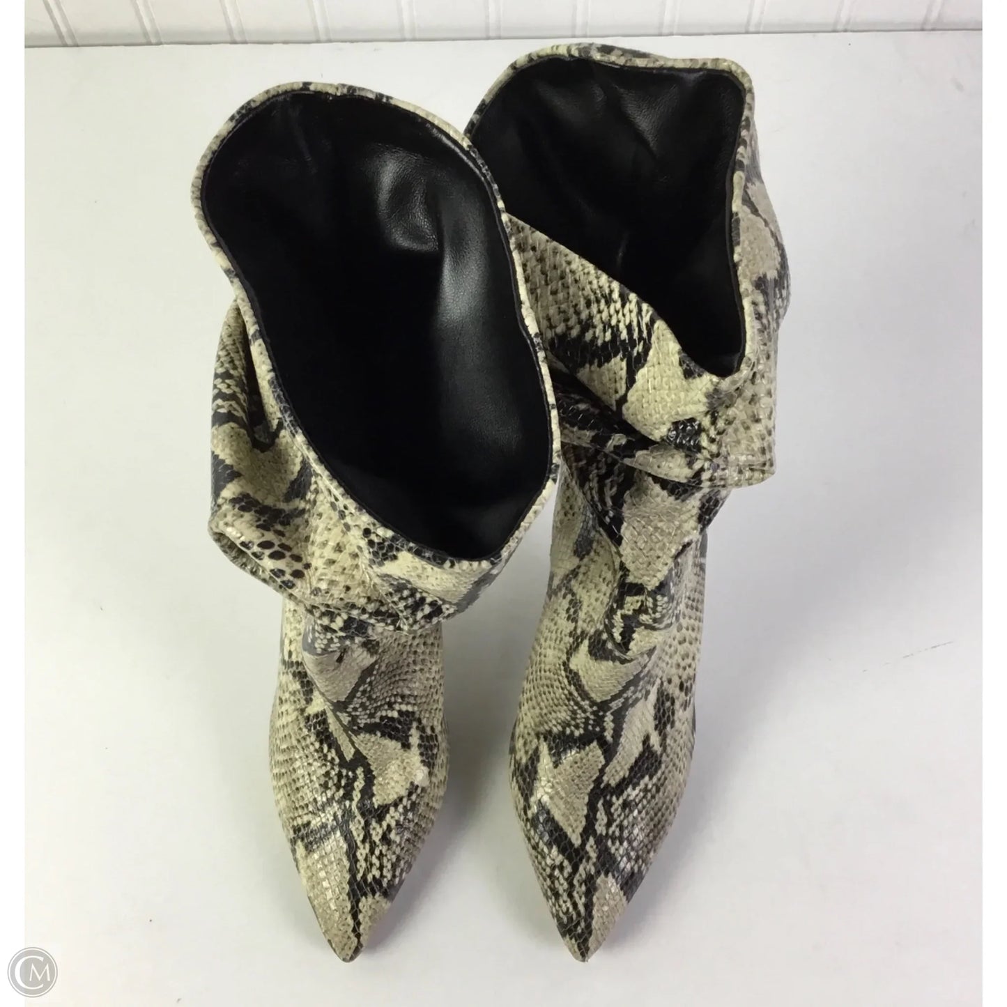 Boots Mid-calf Heels By Schutz In Snakeskin Print, Size: 8