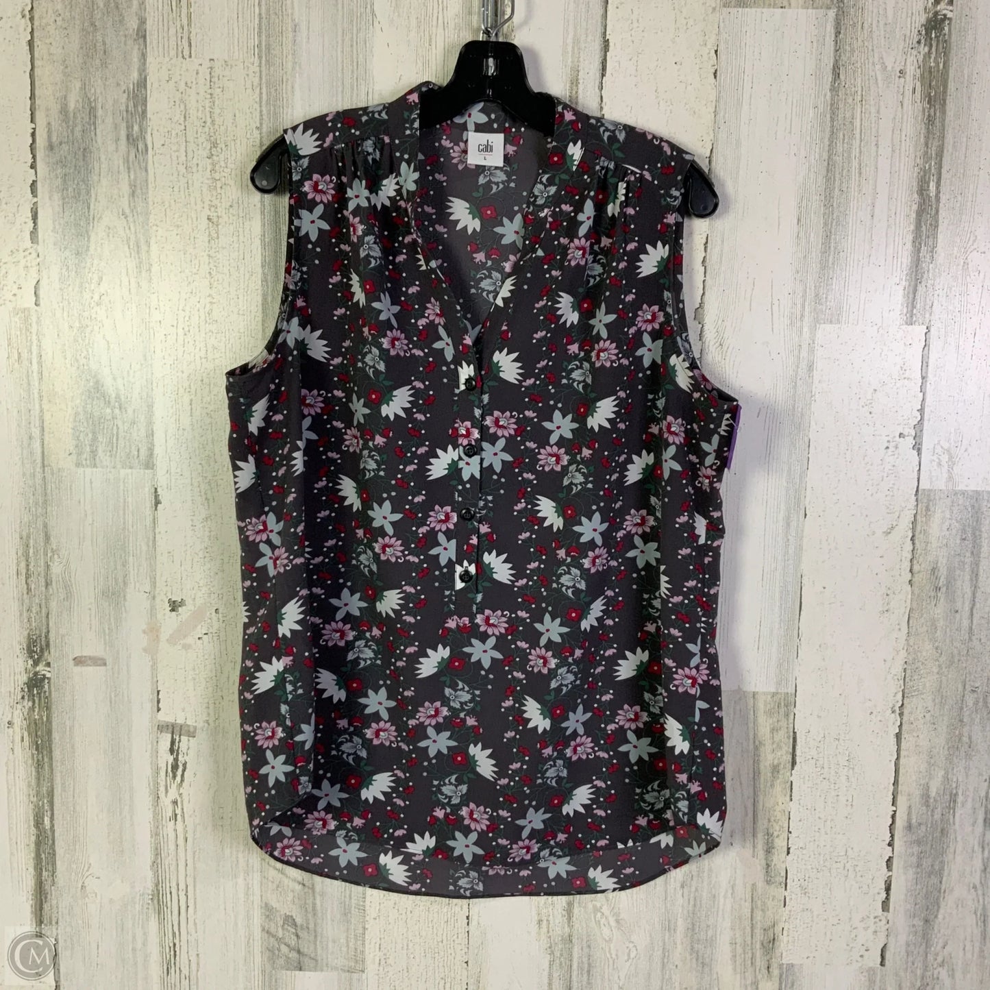 Blouse Sleeveless By Cabi In Grey & Pink, Size: L
